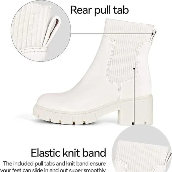 Women's Chelsea Ankle Boots Booties (White) - Picture 2 of 8